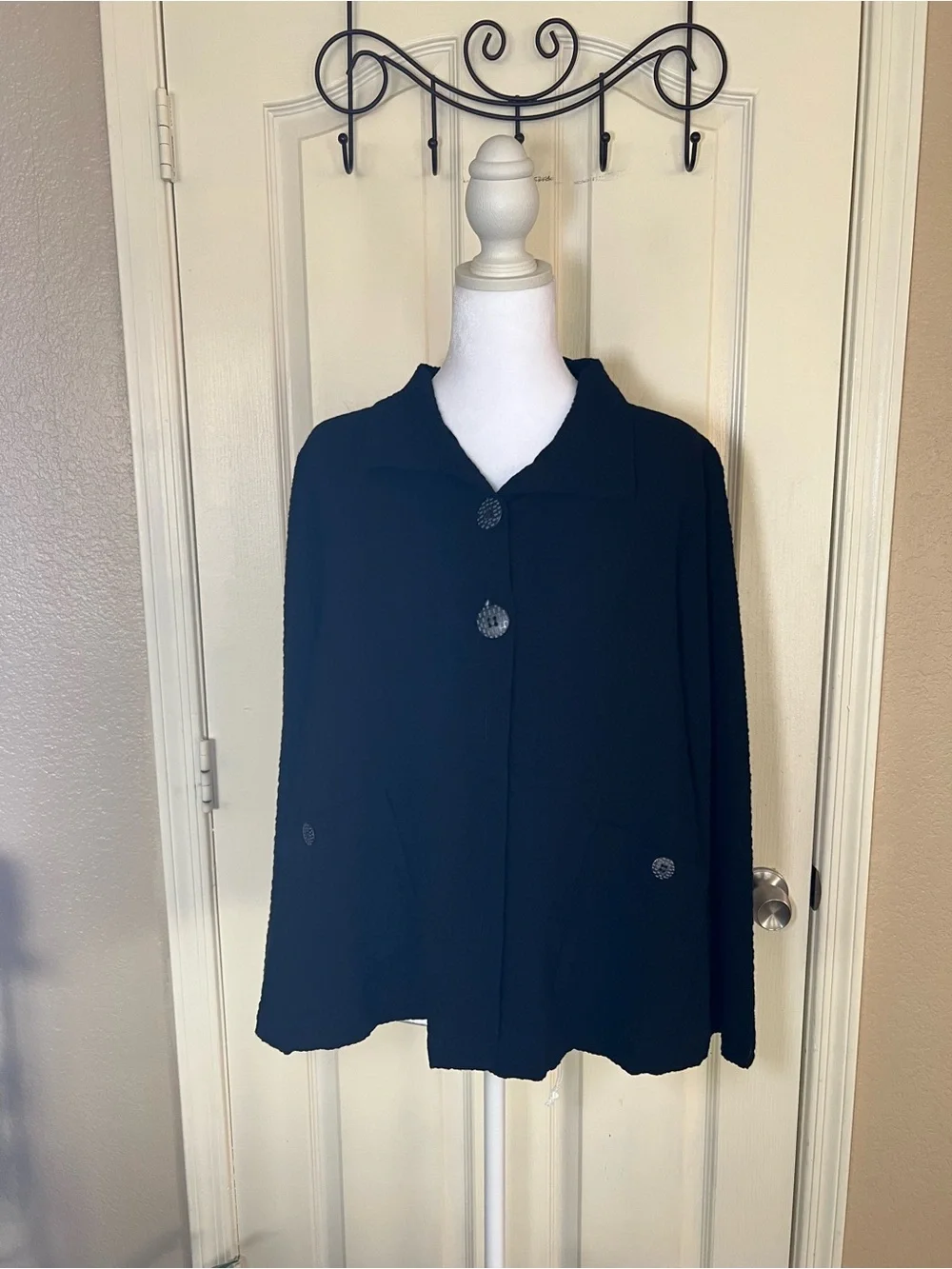 Habitat black textured oversized button jacket minimalist lagenlook